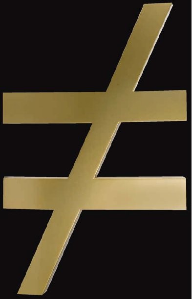 Desigualdad, por PSJM (Pablo San José & Cynthia Viera), 2013, instalación en metal dorado y metacrilato electrificada, pieza única, 109 x 64 x 7 cm.