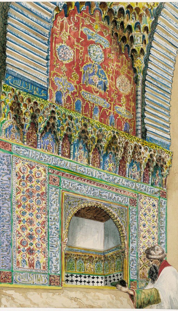 Granada. Alhambra. Nicho en la entrada del Salón de los Embajadores (Escena orientalista)