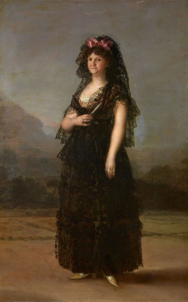 La reina María Luisa de Parma con mantilla, por Francisco de Goya, 1799, óleo sobre lienzo, 210 x 130 cm, Patrimonio Nacional, Palacio Real de Madrid.