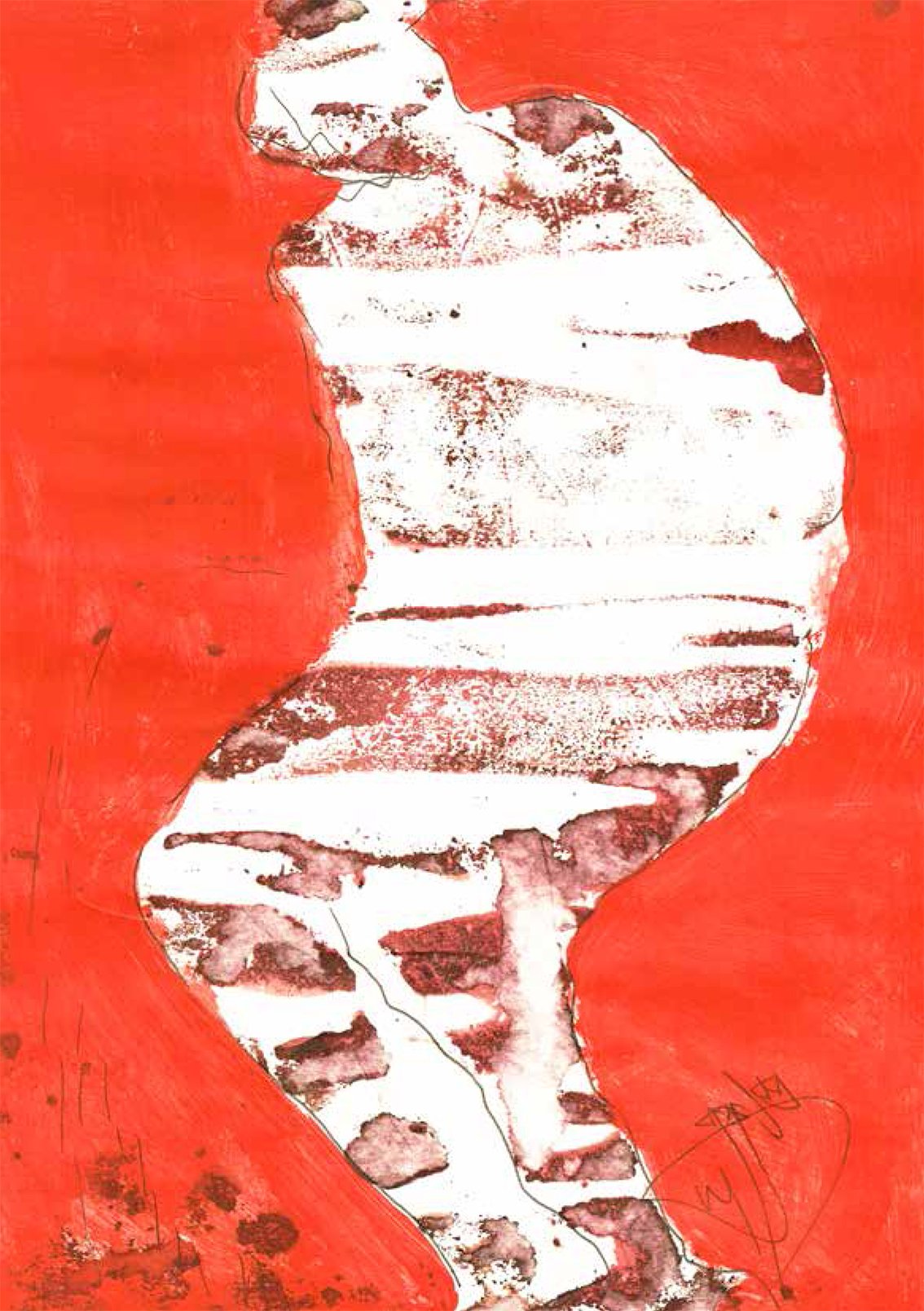 "Sin comentario", acrílico sobre papel, 21 x 29,7 cm, Granada, 2014. Arriba, "Por el camino", acuarela sobre papel, 42 x 29 cm, Granada, 2009.