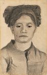 Cabeza de una campesina, por Vincent van Gogh, hacia diciembre de 1884, lápiz, lápiz conté y tiza negra sobre papel, 330 x 203 mm, Colección Abelló.