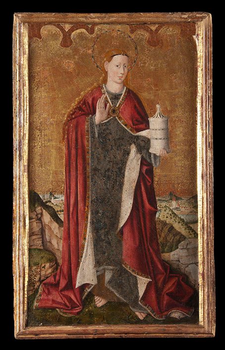 Santa María Magdalena, óleo sobre madera de Joan Reixac, una de las piezas que presentará la galería barcelonesa Bernat, único anticuario de España especializado en arte medieval y del Renacimiento.