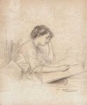 La lectura de Julia, de Ramon Casas i Carbó , carbón sobre papel expuesto en el stand de la Galeria de Barcelona Gothsland.