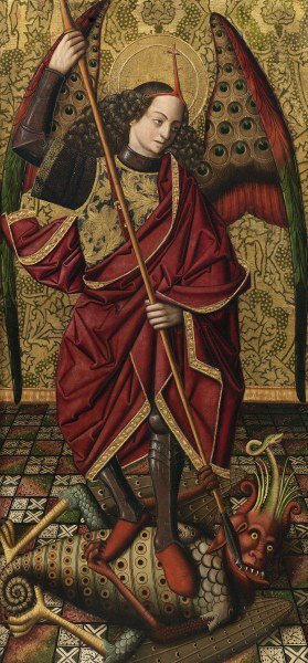 San Miguel arcángel, de Miguel Ximénez, 1485-95, pintura al óleo sobre tabla, 140 x 75 cm © Archivo Fotográfico. Museo Nacional del Prado. Madrid.