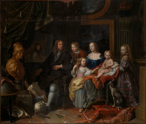 Everhard Jabach (1618-1695) y su familia, por Charles Le Brun, óleo sobre lienzo. 