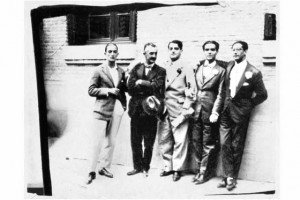 Salvador Dalí, José Moreno Villa, Luis Buñuel, Federico García Lorca y José Antonio Rubio Sacristán.