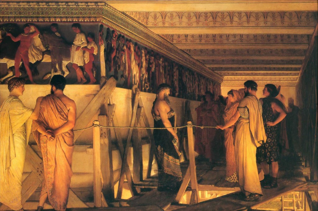 Fidias mostrando los frisos del Partenón, por Lawrence Alma-Tadema, 1868.