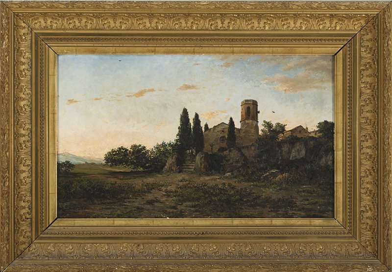 La oración de la tarde, de Modesto Urgell (Barcelona, 1839-1919), óleo sobre lienzo, 40 x 66 cm. Precio de salida, 1.750 euros.