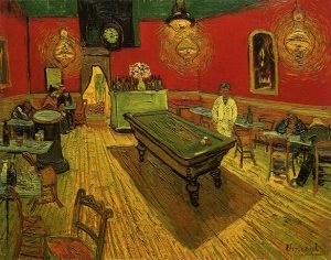 Café nocturno, por Vincent van Gogh, Arlés, septiembre 1888, óleo sobre lienzo, 72,4 x 92,1 cm, New Haven, Yale, University Art Gallery.