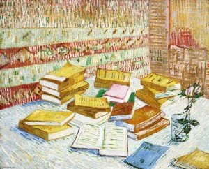Naturaleza muerta con libros. Romans parisiens, por Vincent van Gogh, París, invierno 1887-88, óleo sobre lienzo, 73 x 93 cm, Perth, The Robert Holmes à court Collection.