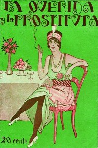 Portada de la novela La querida y la prostituta, de ilustrador anónimo, h. 1930. 