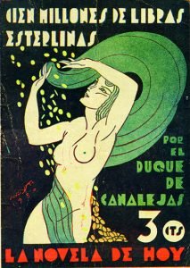 Portada de Cien millones de libras esterlinas, del ilustrador Augusto, de la colección La novela de hoy, agosto 1930.