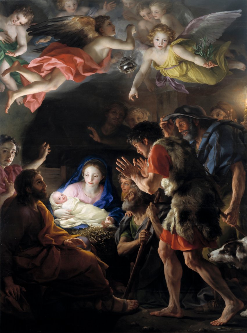 La adoración de los pastores, por Anton Mengs, óleo sobre tabla, 256 x 190 cm, Madrid, Museo del Prado.