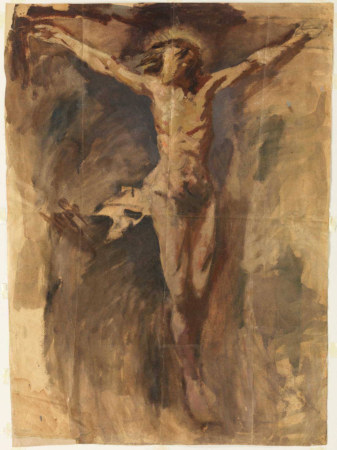 Cristo crucificado, de Pablo Picasso, 1896-97, óleo y carboncillo sobre cartón,73,5 x 54,4cm, Barcelona, Museo Picasso, donación de Pablo Picasso, 1970, Museu Picasso, Barcellona/Gasull © Succession Picasso, by SIAE 2015.