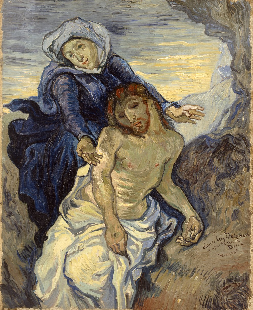 La Piedad, de Vincent van Gogh (a partir de Delacroix), h. 1889, óleo sobre lienzo, 41,5 x 34 cm, Ciudad del Vaticano, Museo del Vaticano. Foto © Governatorato dello Stato della Città del Vaticano-Direzione dei Musei.