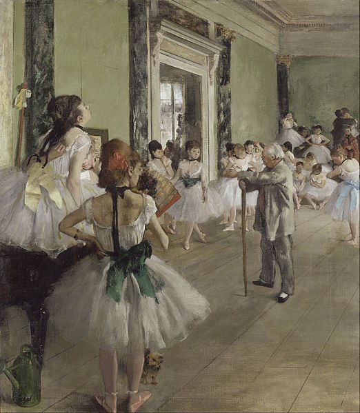La clase de danza, por Edgar Degas, h. 1871-74, óleo sobre lienzo, 85 x 75 cm, París, Museo de Orsay.