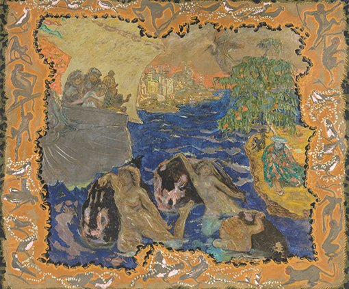 Juegos de agua, titulado también El viaje, por Pierre Bonnard, panel decorativo para el comedor de Misia Edwards, 1906-1910 óleo sobre lienzo, 248,6 × 298,3 cm, París, Museo de Orsay.