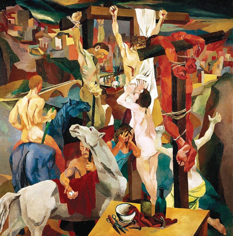 Crucifixión, de Renato Guttuso, óleo sobre lienzo, 200 x 200 cm, 1941.