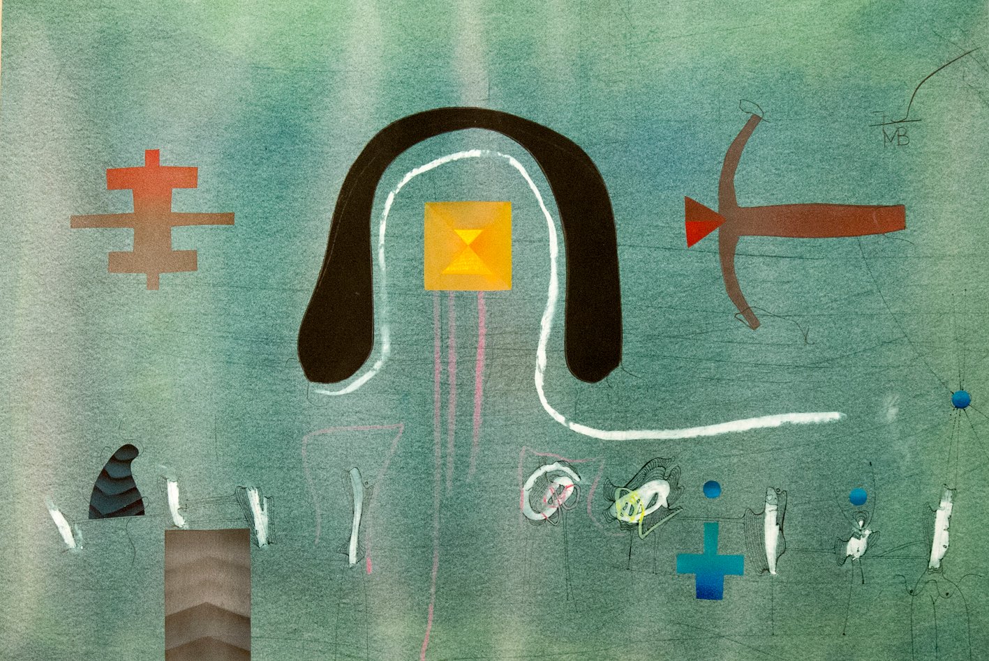 Sin título, por Manuel Bea, 1975, técnica mixta sobre papel, 35 x 51 cm. Arriba, Sin título, por Manuel Bea, 1975, técnica mixta sobre papel, 35 x 51 cm.