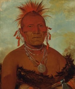 Shón-ka-hi-he-ga, Jefe Caballo, el gran jefe pawnee, por George Catlin, óleo sobre lienzo, 73,7 x 60,9 cm, Washington, Smithsonian American Art Museum. 