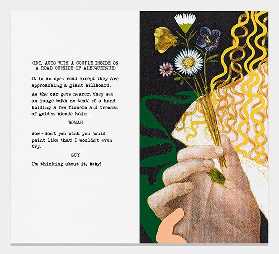 Movie Scripts / Art: I wouldn't even try, 2014, por John Baldessari, impresión de tinta barnizada sobre lienzo y pintura acrílica, 248 x 274,3 cm.
