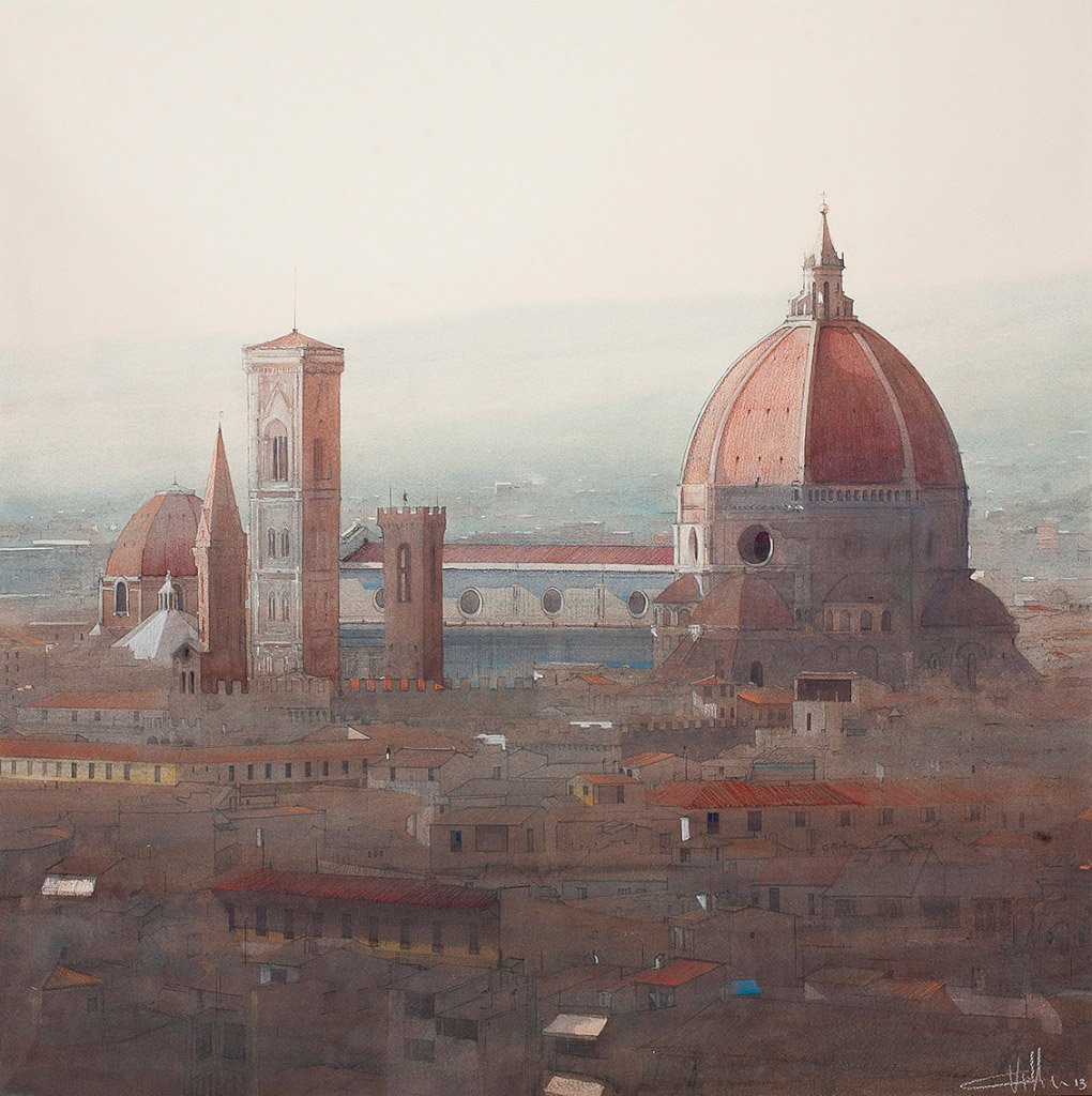 Florencia, acuarela, 90 x 90 cm.