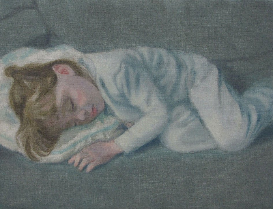 Rita dormida, 2015, óleo sobre lienzo, 27 x 35 cm.