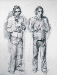 Doble estudio de "Luis Pérez Mínguez", por Julio López Hernández, carbón sobre papel, 200 x 155 cm.