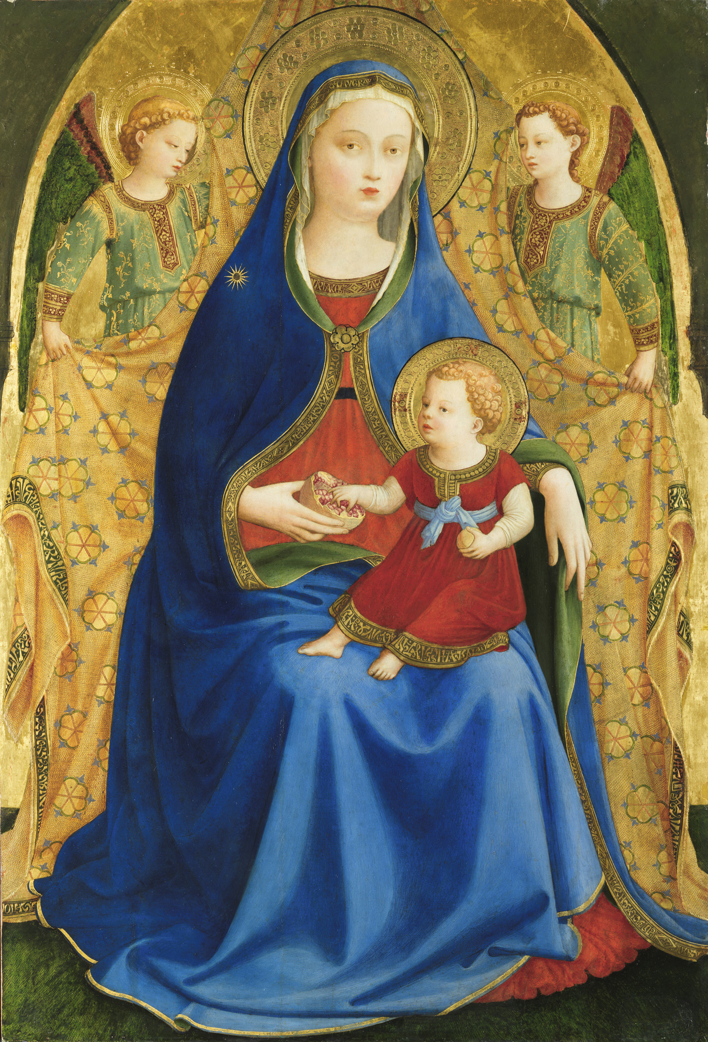 Madonna de la granada o Virgen con el Niño y dos ángeles, h. 1426, témpera sobre tabla, 83 x 59 cm, Madrid, Museo del Prado.