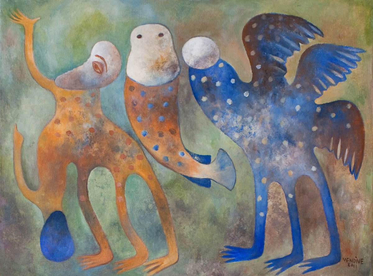 Mi energía y yo, de Manuel Mendive, acrílico sobre lienzo, 59 cm x 80 cm, 2011. Galería Artizar, La Laguna (Tenerife).