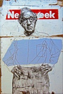 Woody Allen, por Julio Rey, acrílico y grafito sobre tabla. Galería Viky Blanco. 