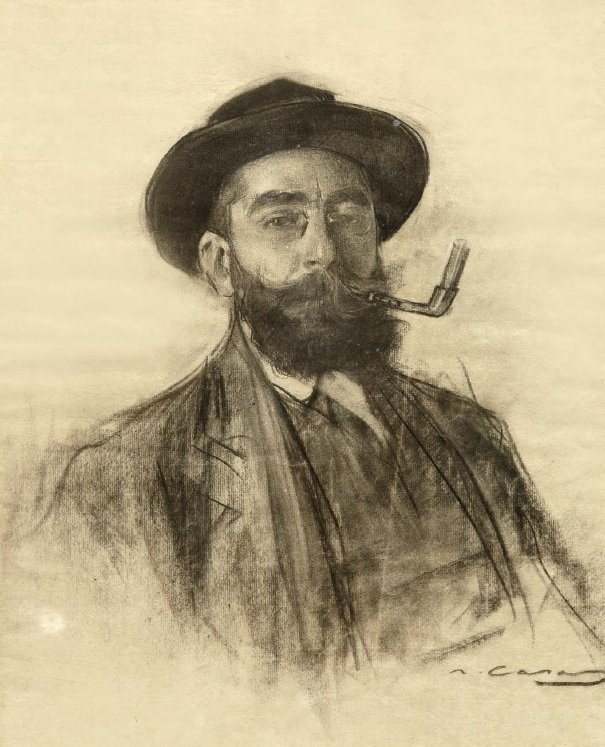 Autorretrato, por Ramon Casas, 1910, carbón sobre papel.