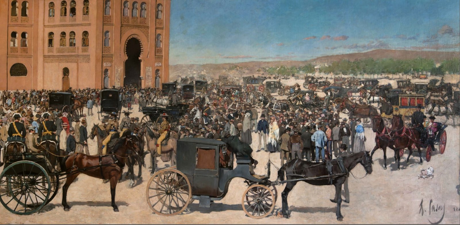 Entrada a la plaza de toros de Madrid, por Ramon Casas, 1885-86, óleo sobre tela, Fundació Vila Casas. 