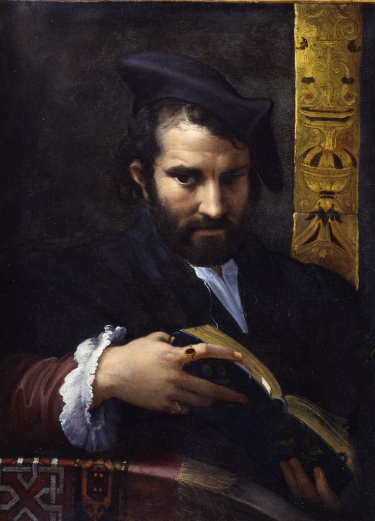 Retrato de un hombre con un libro, de Parmigianino, óleo sobre lienzo, 70 x 52 cm, York Museums Trust (York Art Gallery). Presented by F.D. Lycett Green through The Art Fund, 1955.