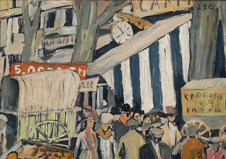 Entoldado (La Feria), por Joaquín Torres-García, 1917, óleo sobre lienzo, 51 x 72.5 cm. Colección privada. © Sucesión Joaquín Torres-García, Montevideo 2015.