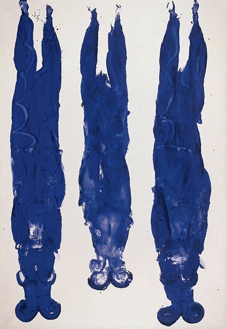 Antropometría sin título (ANT 89), por Yves Klein, 1961, pigmento y resina en papel sobre lienzo, 221 x 151 cm, © Yves Klein, ADAGP, Paris/DACS, Londres.