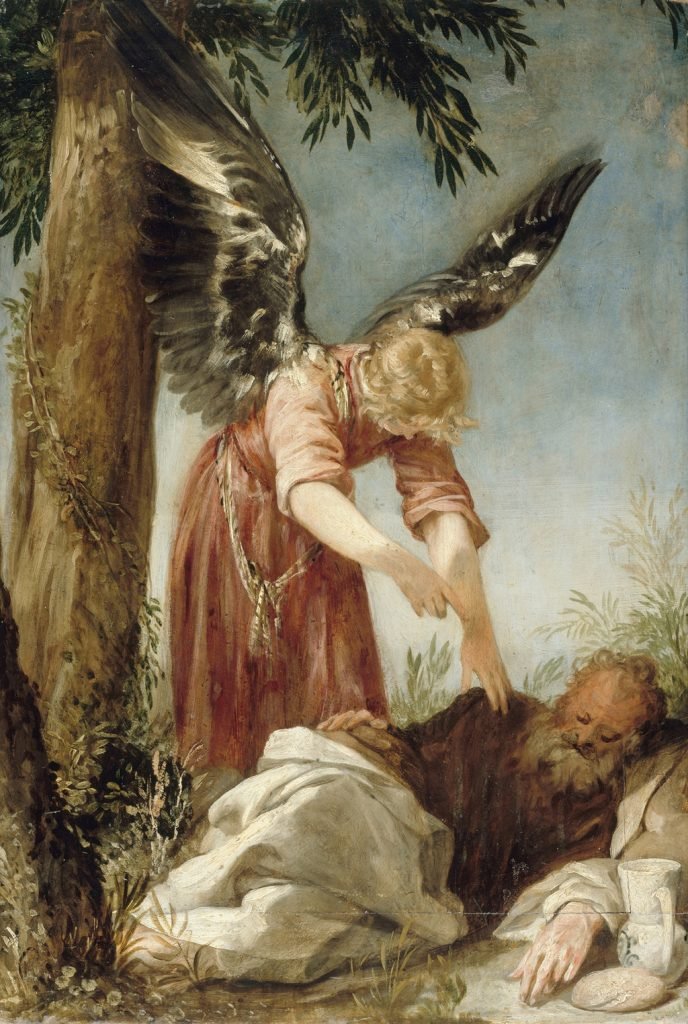 Ángel despertando al profeta Elías en el desierto, de Juan Antonio de Frías y Escalante, h. 1650-60, Museos Estatales de Berlín.