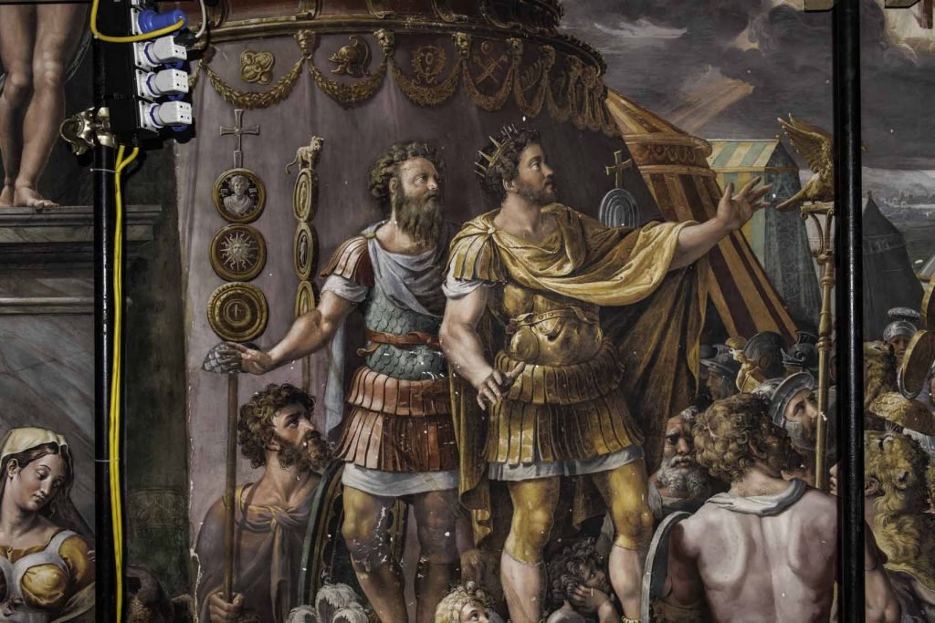 Visión de la Cruz. El emperador Constantino con el ejército antes de la batalla.