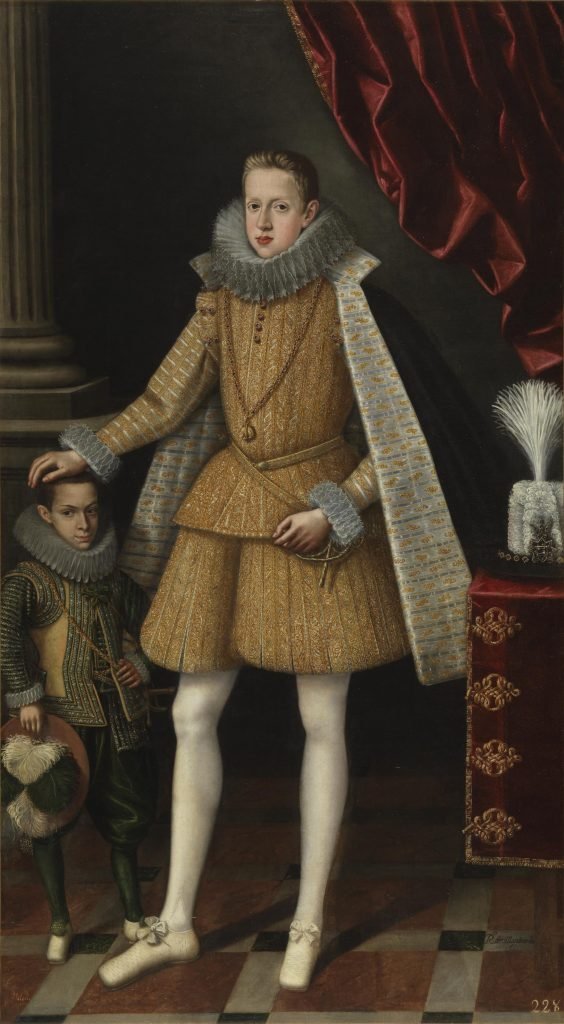El príncipe Felipe y el enano Miguel Soplillo, de Rodrigo de Villandrando, h. 1620, oleo sobre lienzo, 240 x 110 cm, Madrid, Museo del Prado.