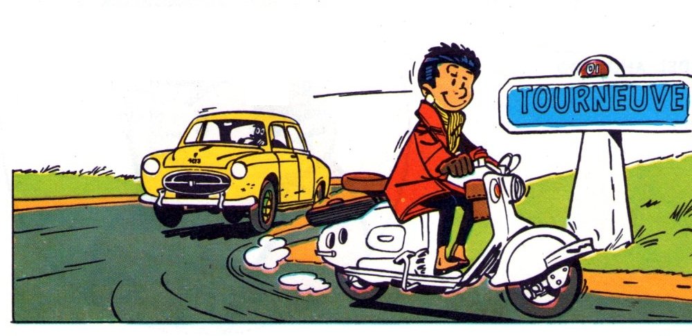 Cerecita y su vespa.
