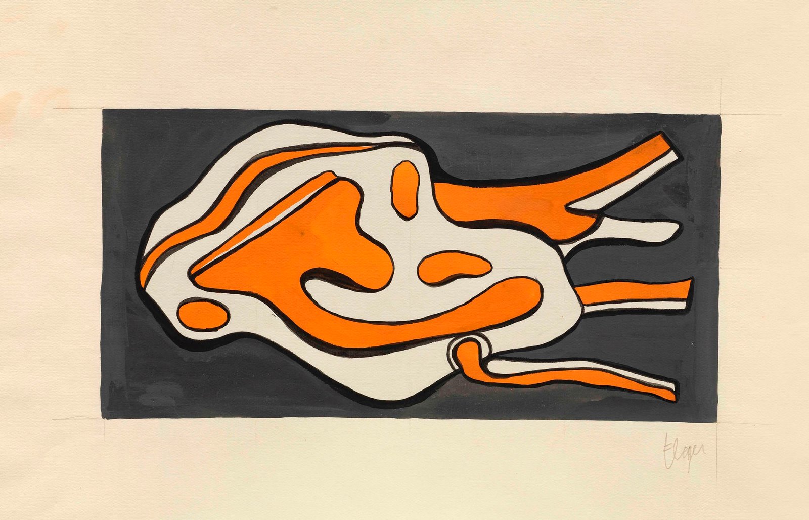 ONU (estudio),por Fernand Léger, 1951, gouache sobre papel, 22 x 44 cm, firmado y titulado. 