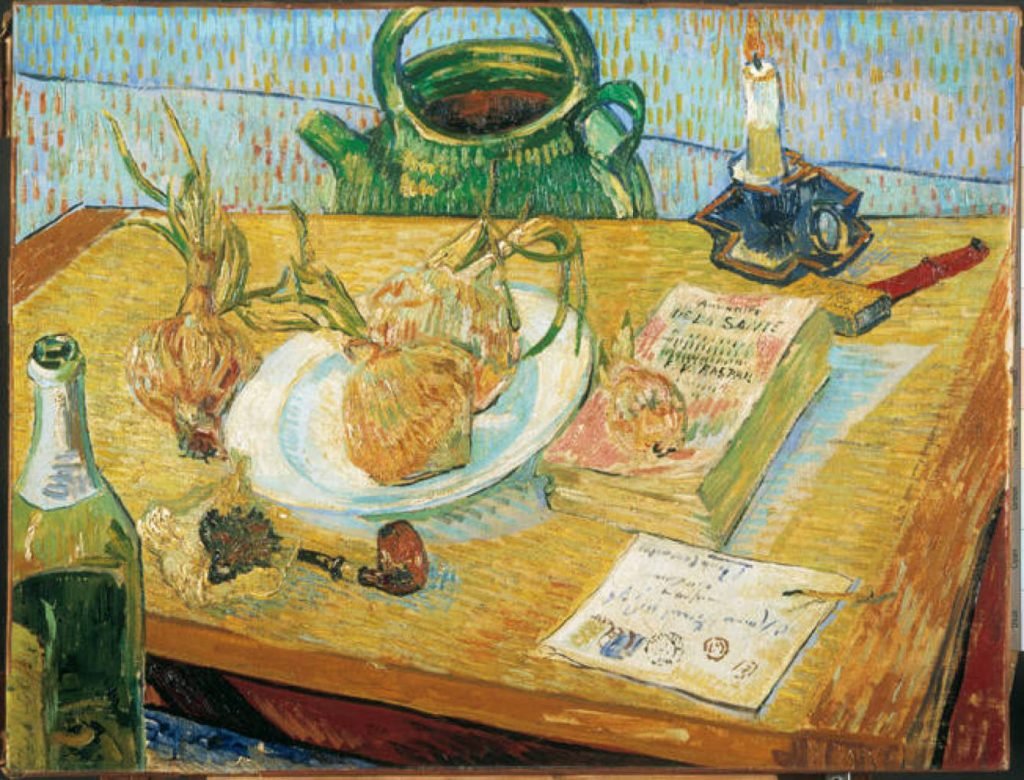 Naturaleza muerta con plato de cebollas, de Vincent van Gogh, Museo Kröller-Müller de Otterlo, en Holanda.