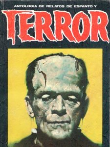 Nº 1 de la colección “Terror” de Ediciones Dronte (detalle), Barcelona, 1972. Portada de Enrique Torres representado al monstruo de Frankenstein en la versión de Boris Karloff. Colección Jesús Palacios.