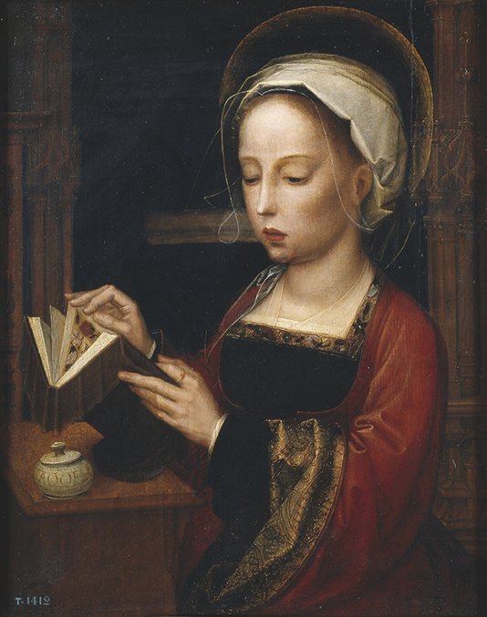 "La Magdalena leyendo", por Adriaen Isembrandt, primera mitad del siglo XVI, óleo sobre tabla, 45 x 34 cm.