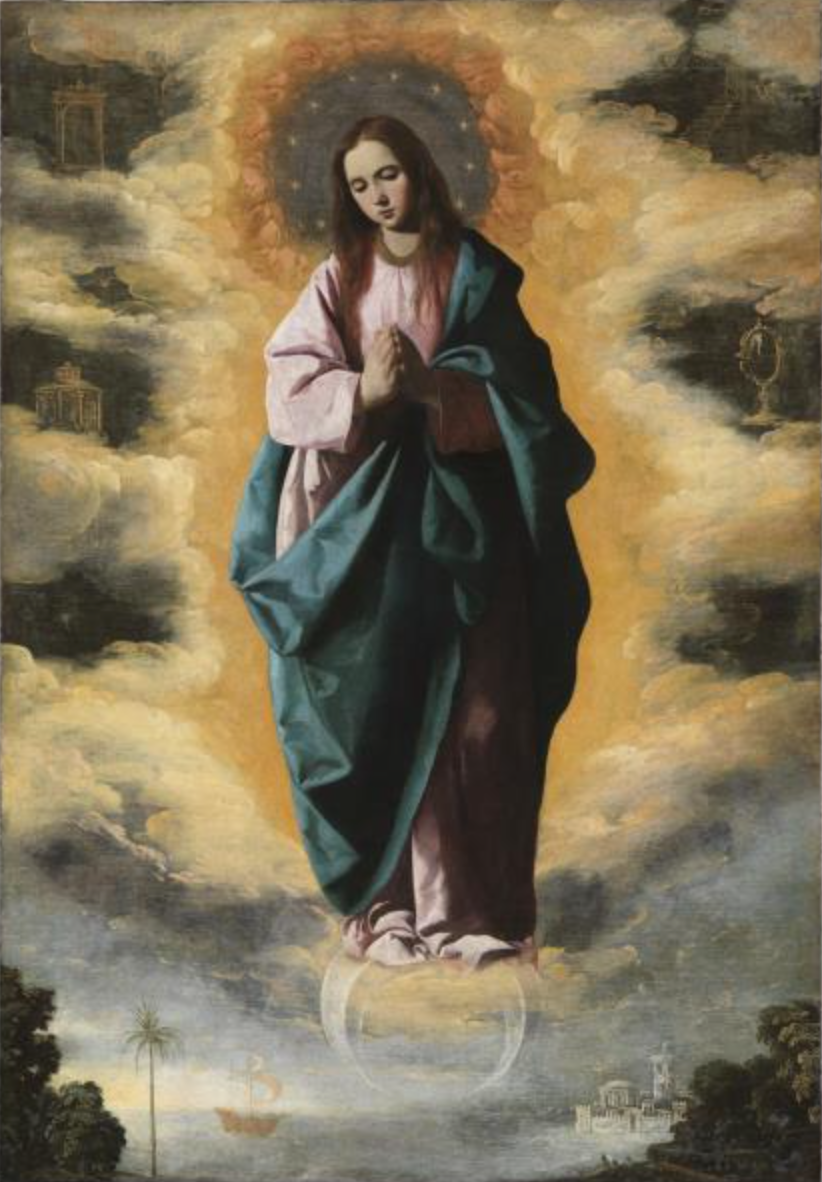 Inmaculada Concepción, por Francisco Zurbarán, h. 1630, óleo sobre lienzo, 128 x 89 cm, Madrid, Museo Nacional del Prado, Adquirido en 1956. 