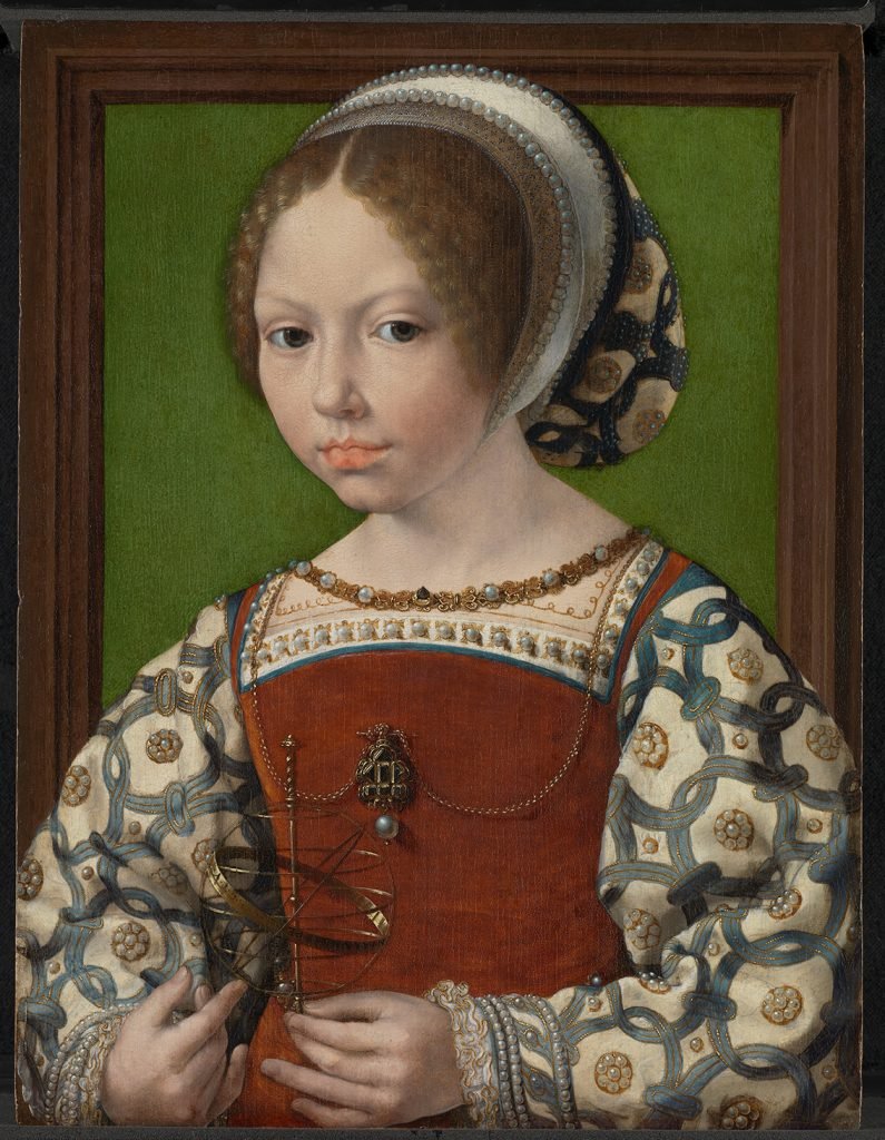 Retrato de una joven princesa portando una esfera armilar (Princesa Dorotea de Dinamarca), de Jan Gossaert, h. 1530, Londres, National Gallery.