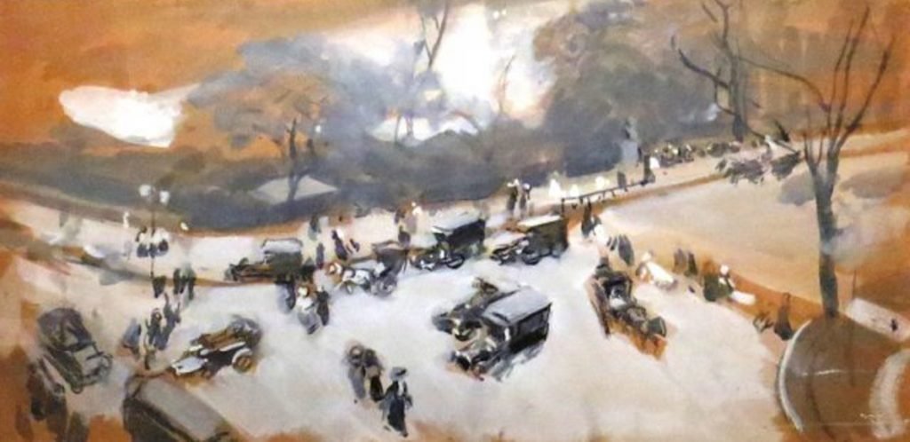 Nieve en Central Park, Nueva York, 1911, gouache sobre papel.