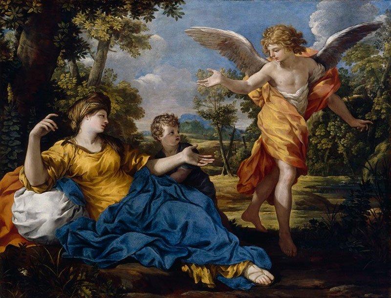 Agar y el ángel, por Pietro da Cortona (apx. 1643), lienzo al óleo.