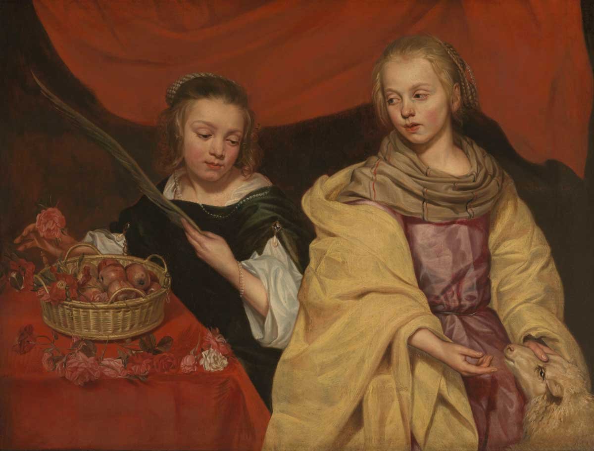 Dos niñas como las santas Inés y Dorotea, por Michaelina Wautier, h .1650.